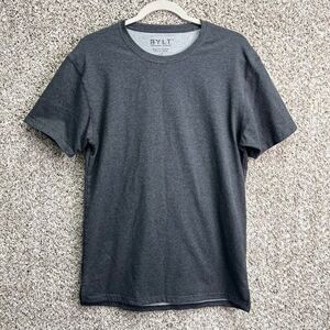 BYLT T-Shirt Men’s Medium Dark Gray Basic Crew Neck Split Hem Lux Short Sleeve